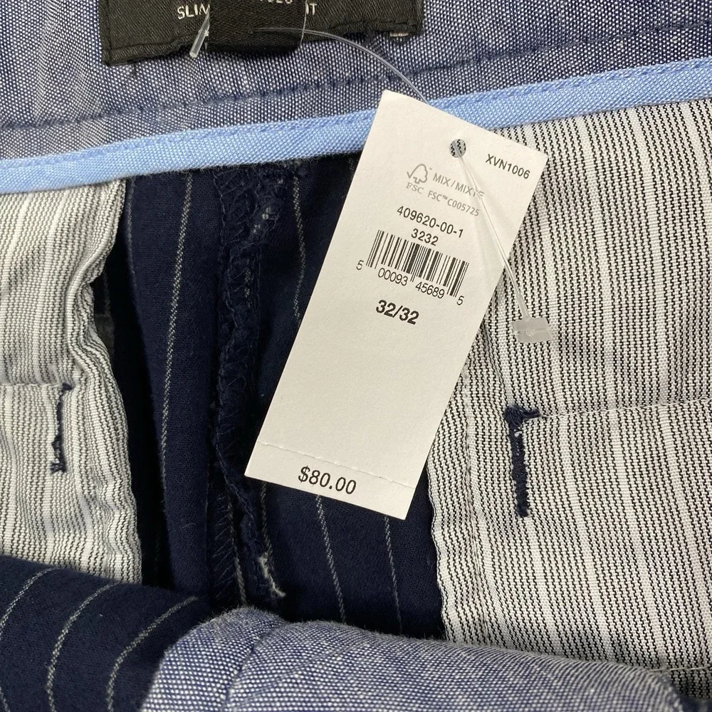 Banana Republic Pants Mens 32x32 Blue Chino Grayson Slim Tapered Fit Striped